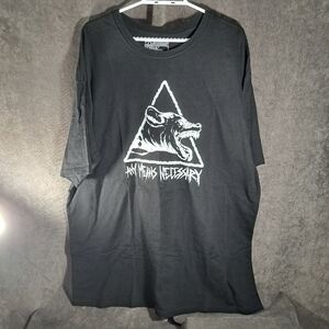 Any Means Necessary Snarling Hyena Black and White Logo Graphic Tee VG 3XL OOP